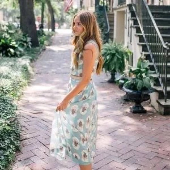 Anthropologie Pankaj & Nidhi Mirror Image Floral Tea Party Midi Dress Size 6 - Picture 5 of 17